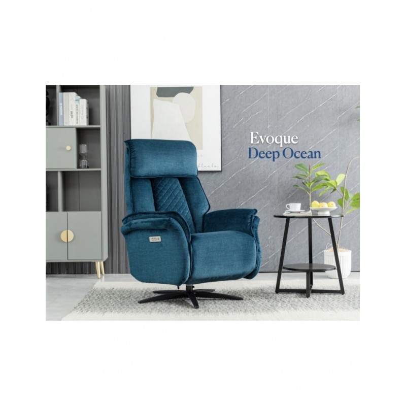 AM Evoque Swivel Electric Chair Dual Motor Ocean Blue